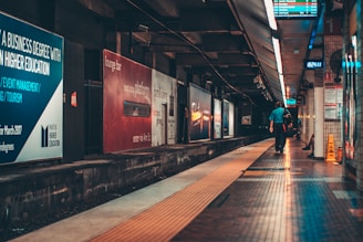 man walking in subway