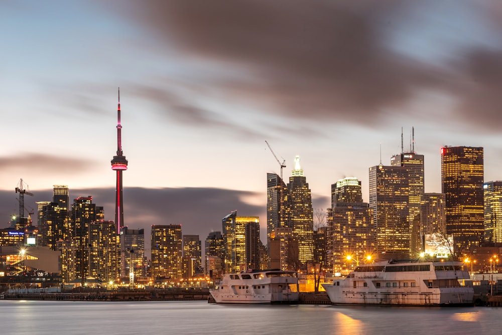 city view during nighttime photography