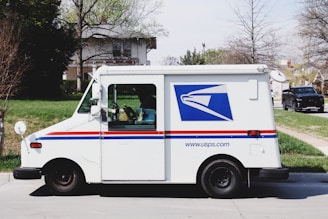 landscape photography of white box van