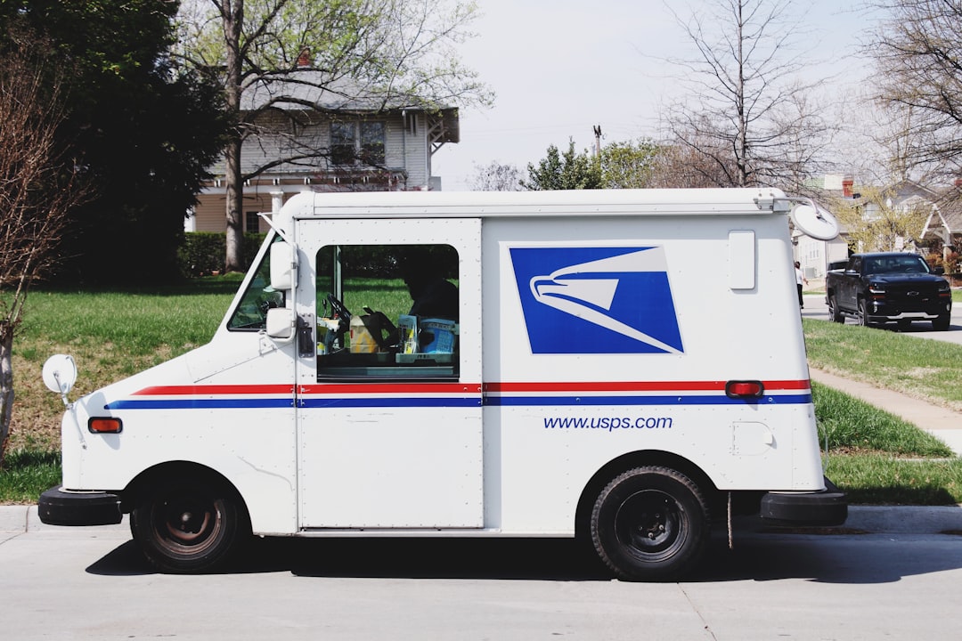 landscape photography of white box van