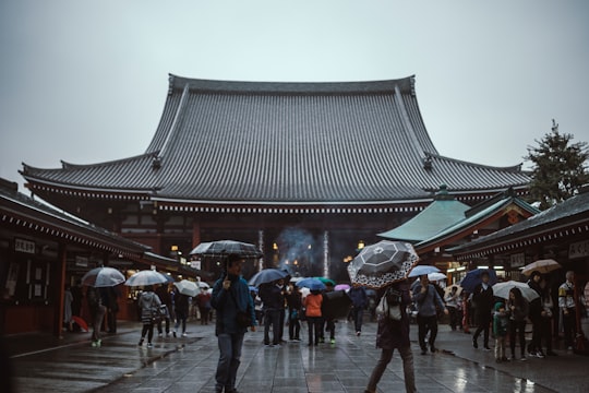 photography of people walking in front of temple in Sensō-ji Japan