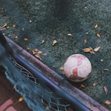 white and red soccer ball on green grass