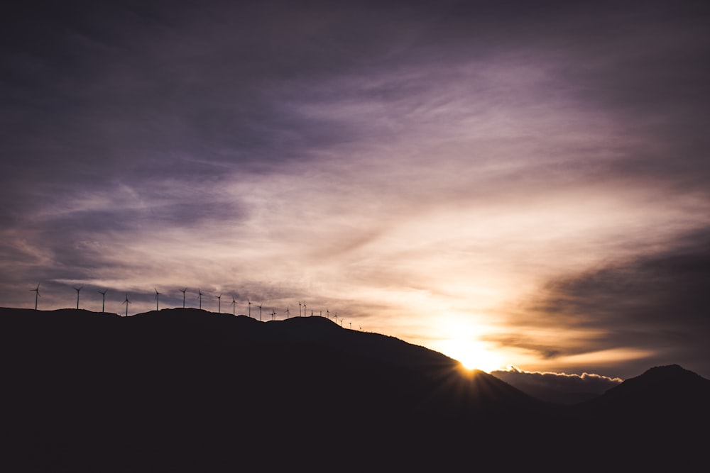 silhouette of mountain during daytime