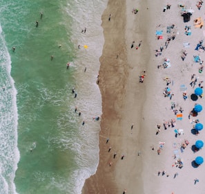 aerial photography of people on beach