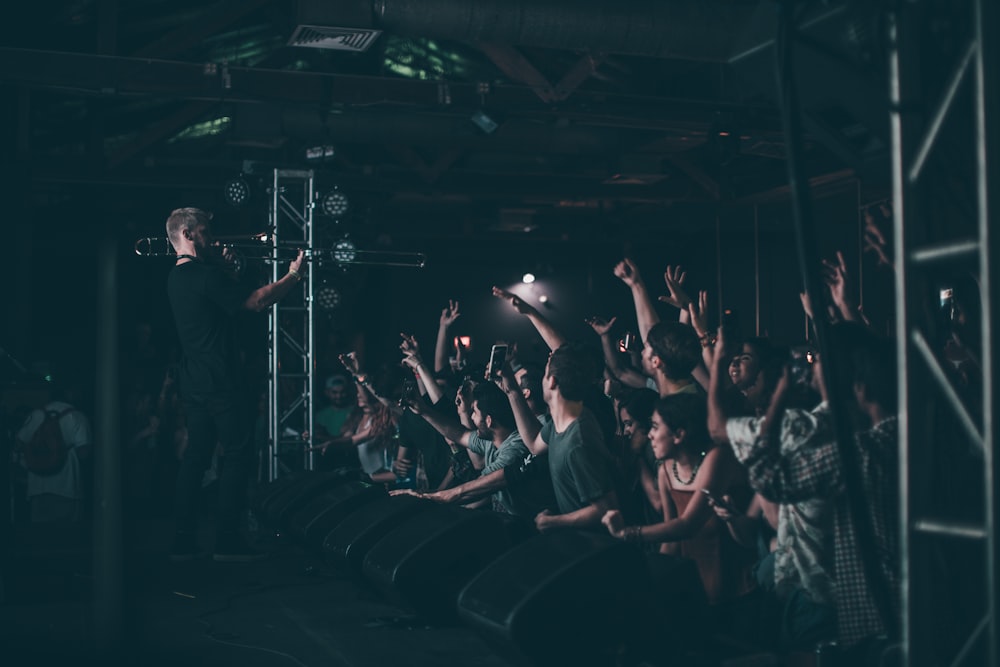 man in front of audience