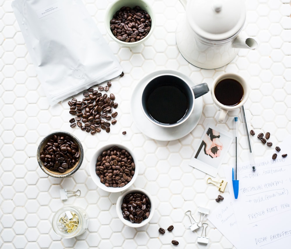 top view photography of teapot set