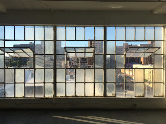Charming downtown studio with large windows and urban view