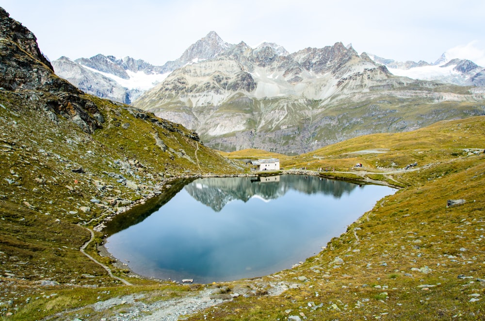 lake and snow covered mountain during daytime