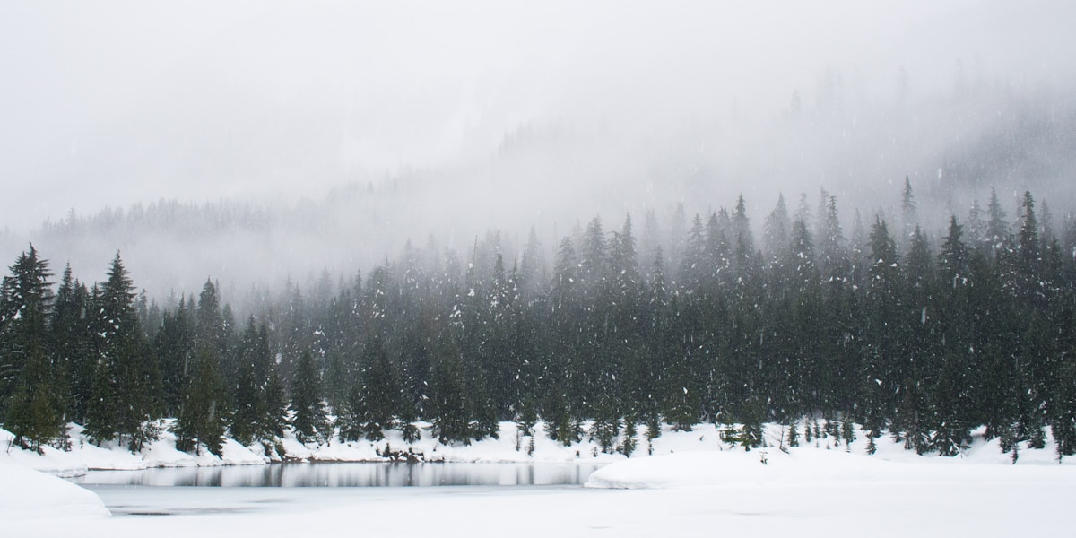 Frozen Hermit Lake at winter sunrise