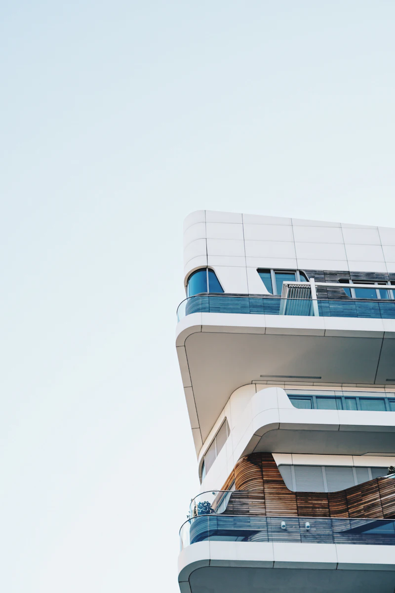 Modern home exterior with large windows