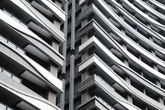 Close-up of architectural details on a contemporary apartment facade
