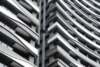 Close-up of architectural details on a contemporary apartment facade