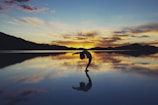 silhouette photography of woman doing yoga