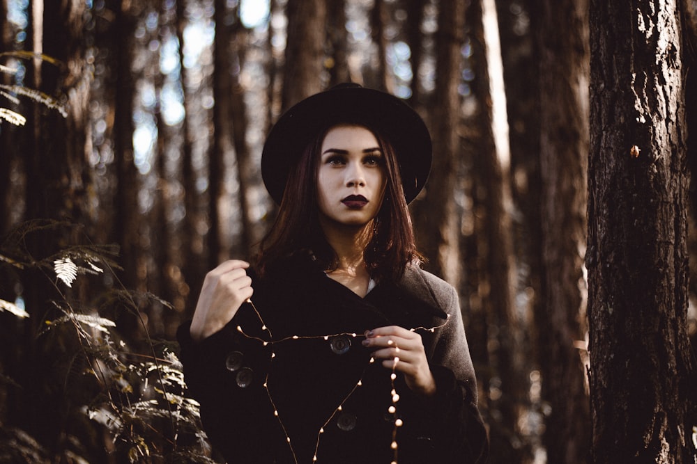 woman on forest