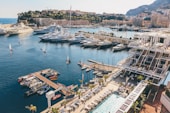 aerial photography of docks with yachts and motorboats during daytime