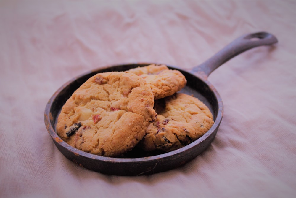 baked cookies on frying fan