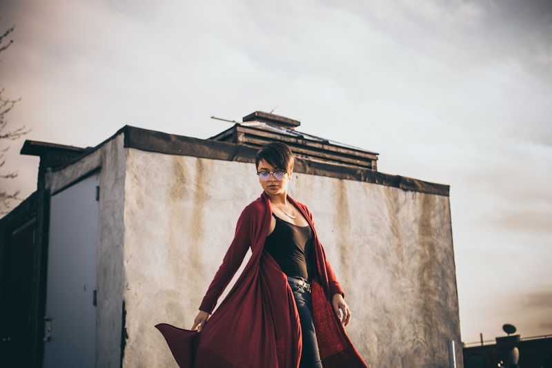 Bold fashion in red coat glamour