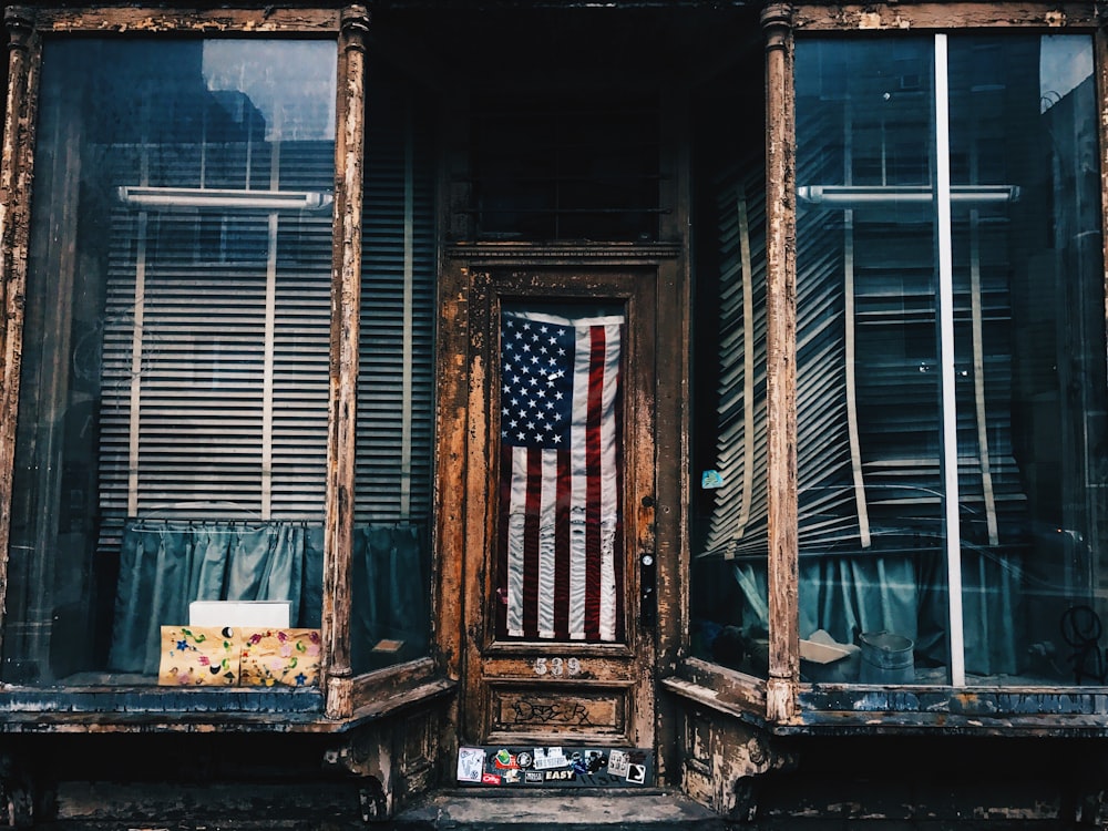 American flag in building