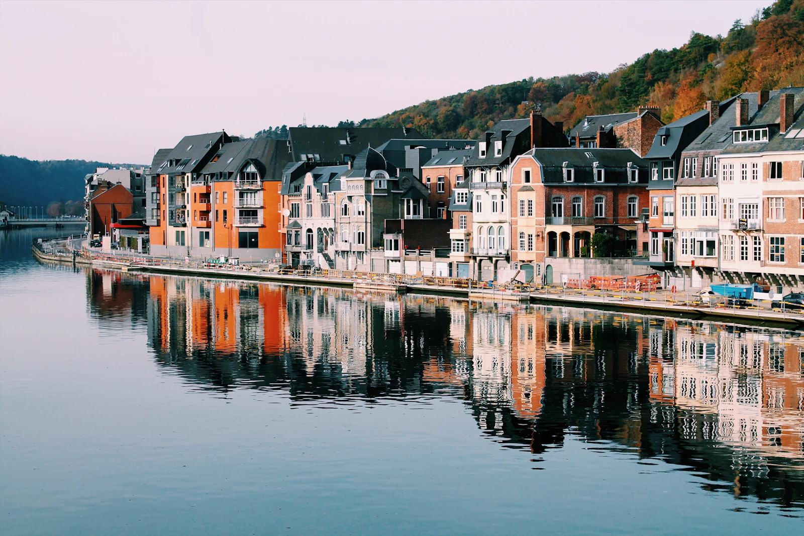 Northern European city waterfront and government buildings