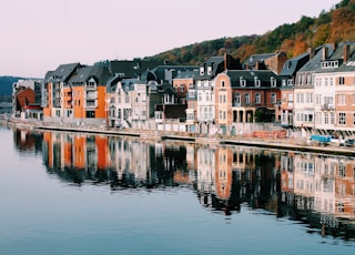 assorted-color of houses near lake