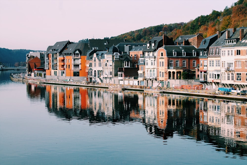 assorted-color of houses near lake