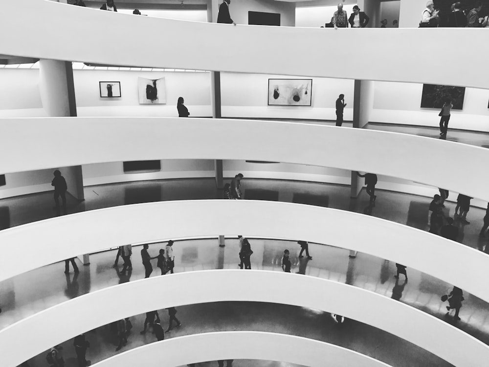 grayscale photograph of building