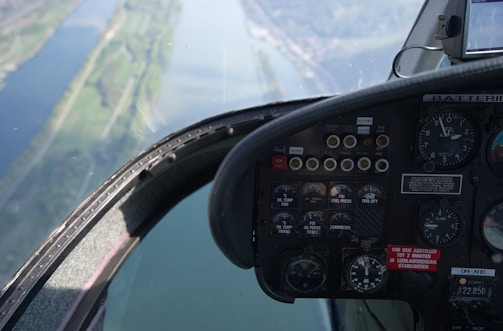 Close-up of a pilot influencer sharing cockpit views with followers.