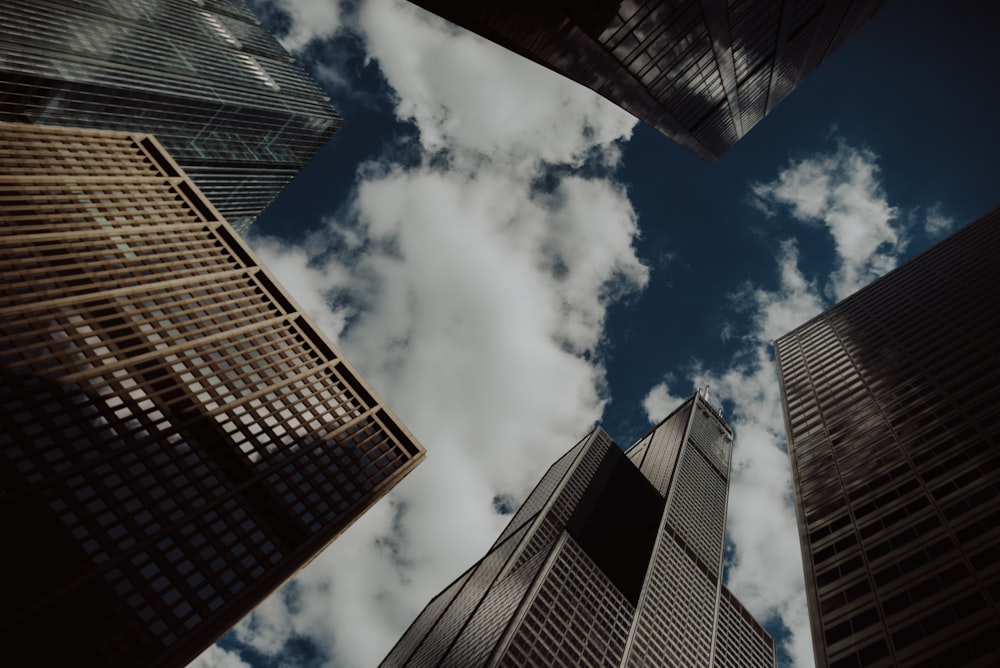 low angle photo of buildings