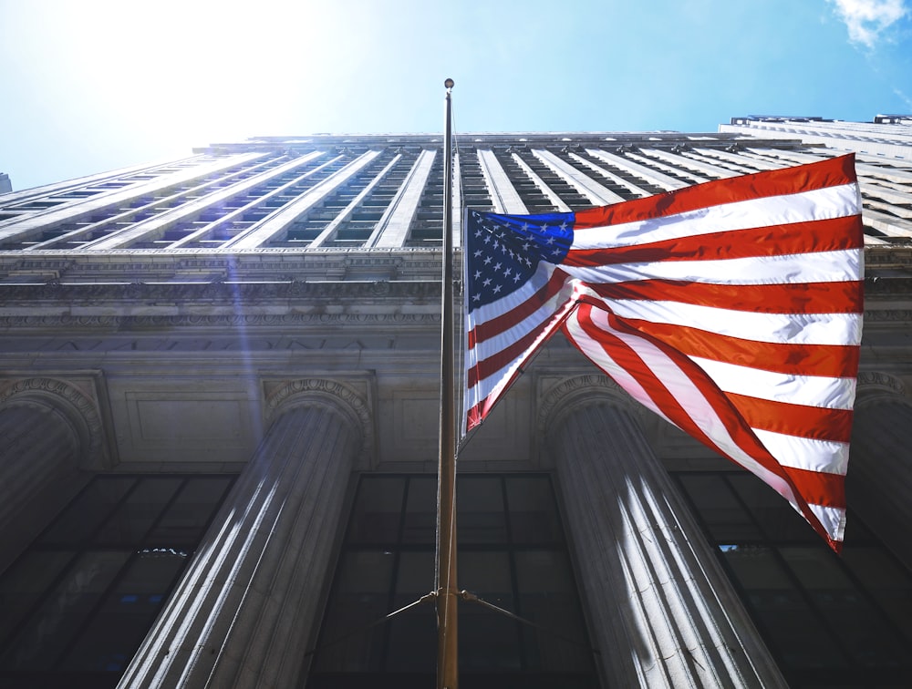 US flag waving on pole