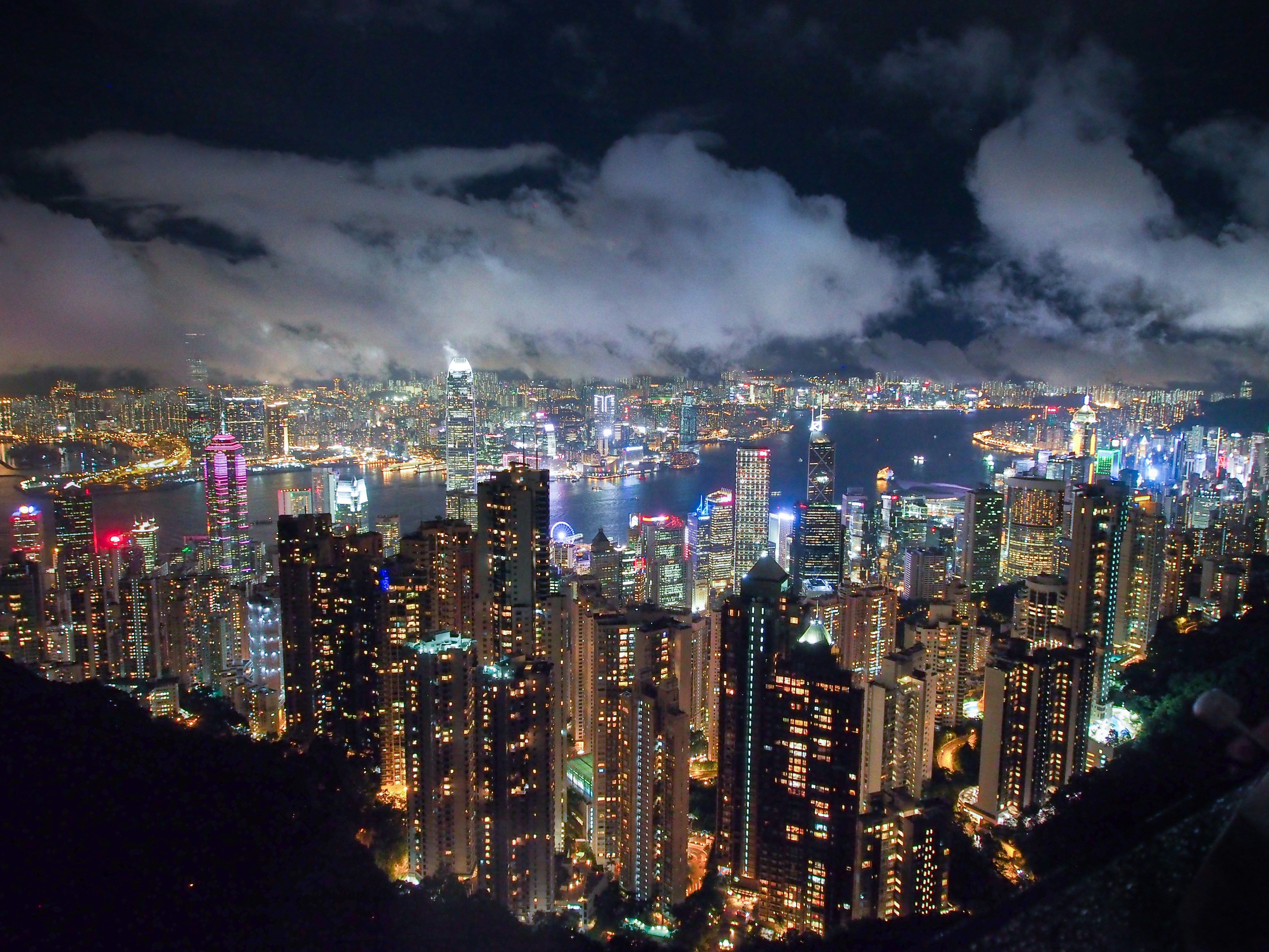 Bright cityscape at night