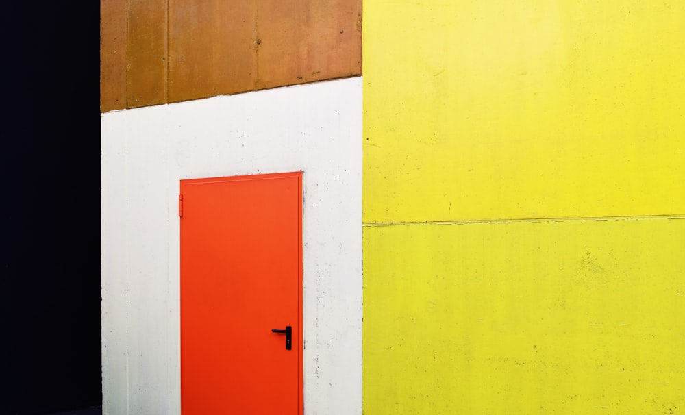 red wooden door closed