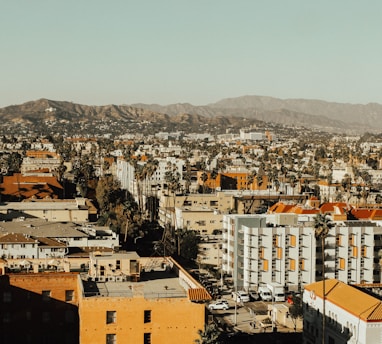 high angle photo of buildings