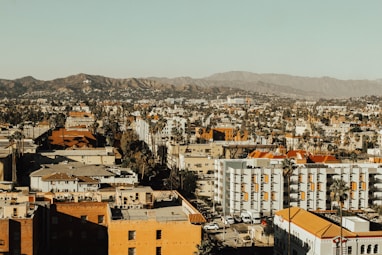 high angle photo of buildings