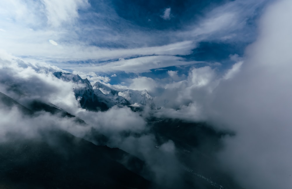 mountains covered with clouds