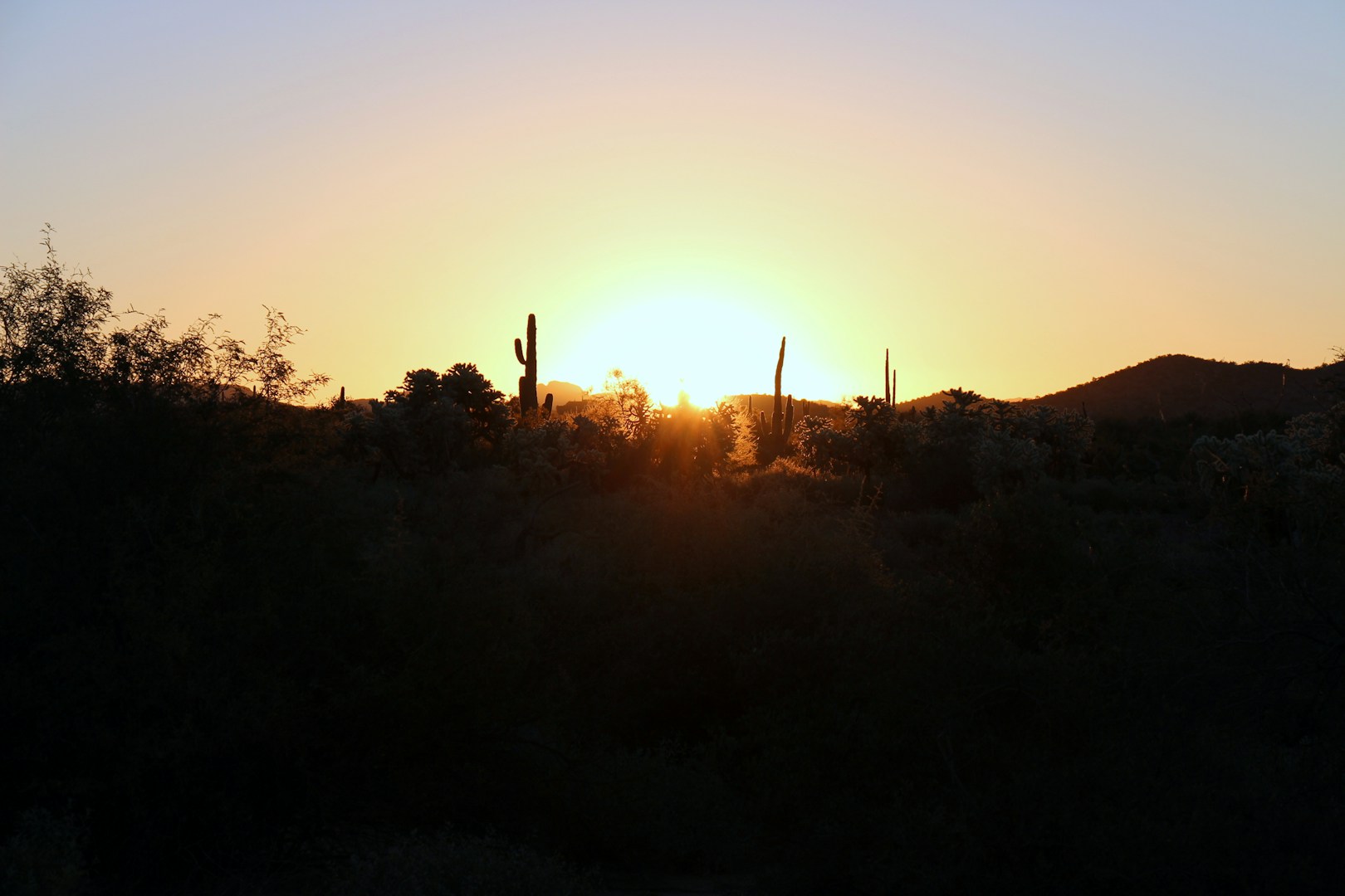 Sunset over the Superstition Mountains near Gold Canyon, Arizona