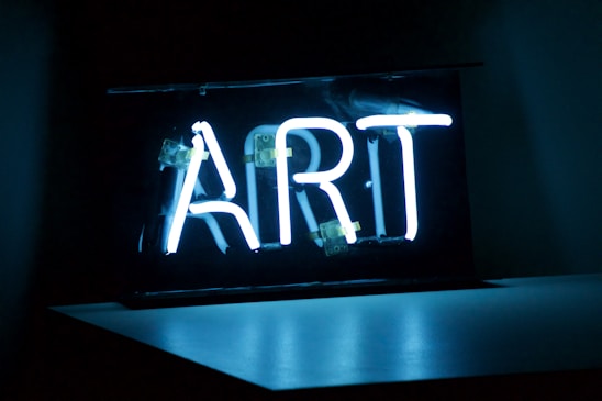 blue Art neon sign turned on