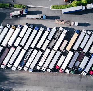 aerial photography of freight truck lot