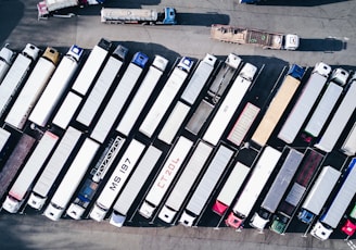 aerial photography of freight truck lot