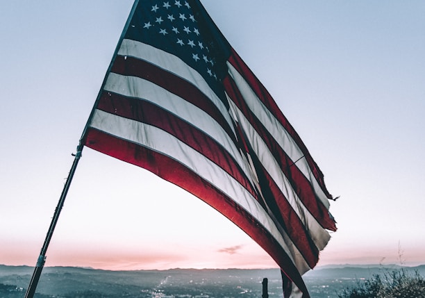 American flag on mountain