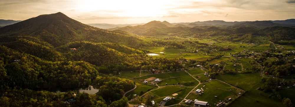 aerial photo of green field