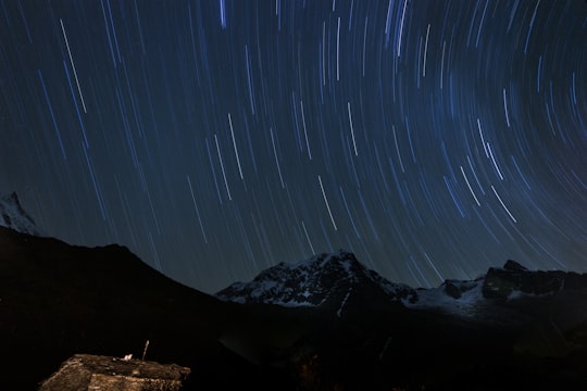 mountains under starry night in Manaslu Nepal