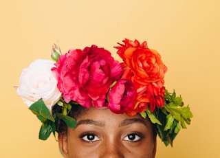 girl wearing flower headband