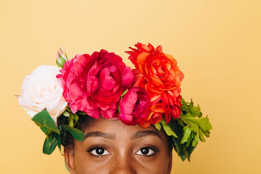 girl wearing flower headband