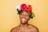 woman smiling wearing flower crown