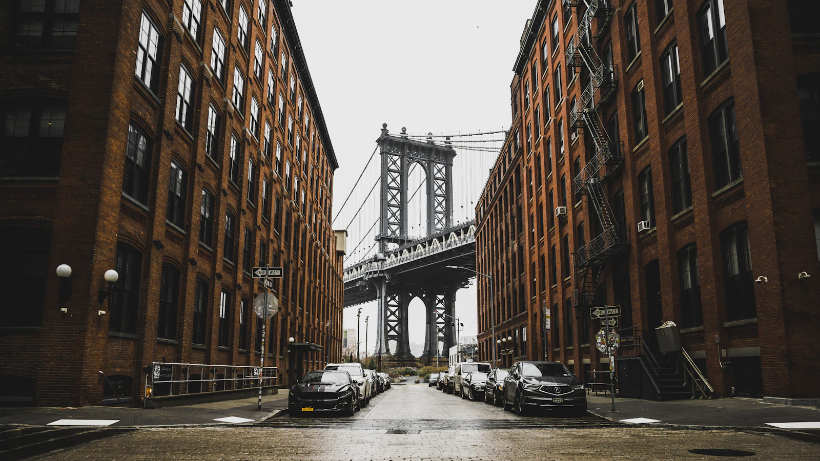 A Brooklyn street lined with red brick buildings