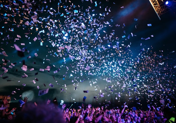 people partying with confetti