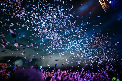 people partying with confetti, Monaco