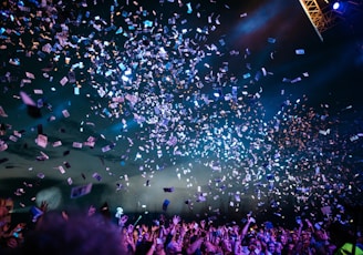 people partying with confetti