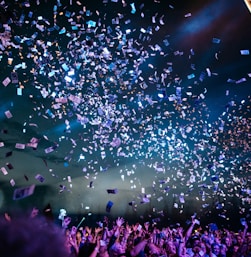 people partying with confetti