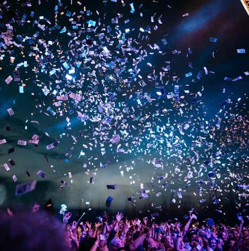 people partying with confetti